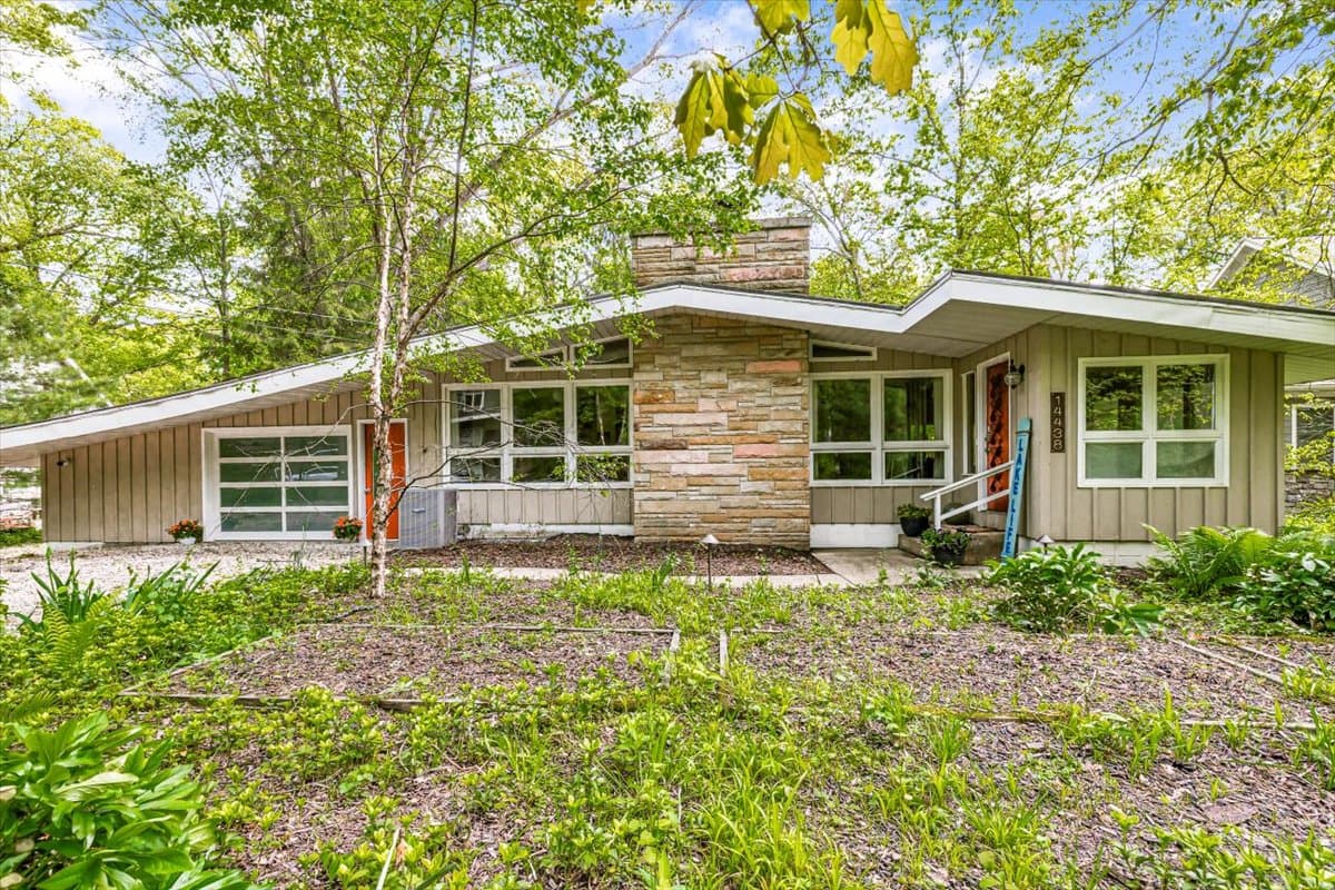 Front exterior view of mid-century modern beach house