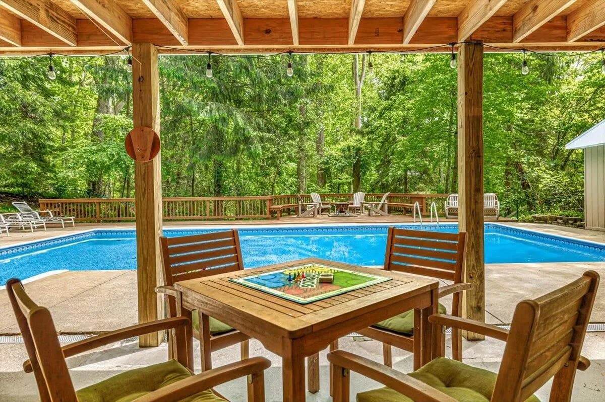 Covered Pool Pavilion with Dining Table